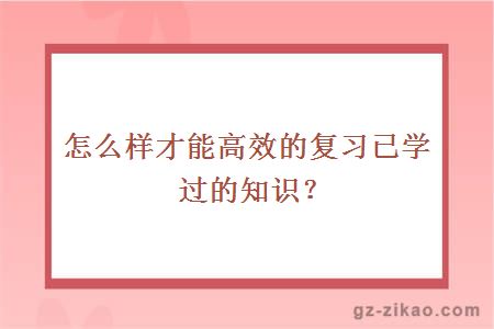 怎么样才能高效的复习已学过的知识？