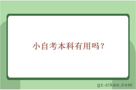 小自考本科有用吗？