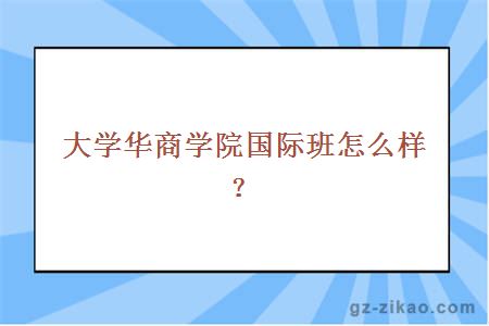 大学华商学院国际班怎么样？