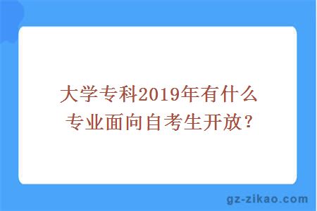 大学专科2019年有什么专业面向自考生开放？