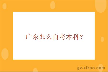 广东怎么自考本科？