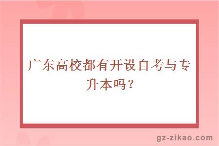 广东高校都有开设自考与专升本吗？