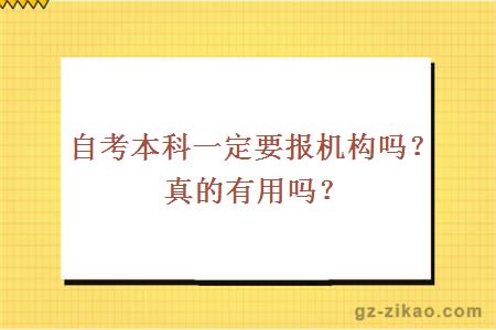 自考本科一定要报机构吗？真的有用吗？