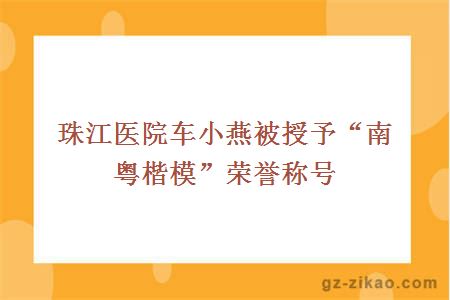 珠江医院车小燕被授予“南粤楷模”荣誉称号