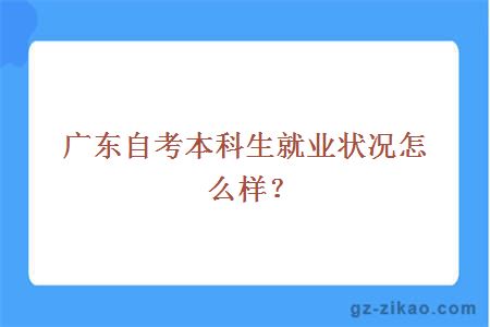 广东自考本科生就业状况怎么样？