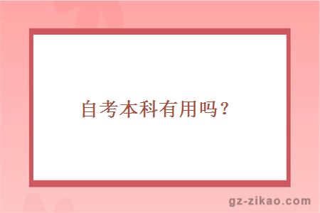 自考本科学历有用吗