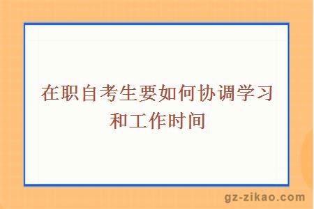 在职自考生要如何协调学习和工作时间