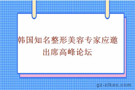 韩国知名整形美容专家应邀出席高峰论坛