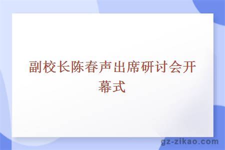 副校长陈春声出席研讨会开幕式