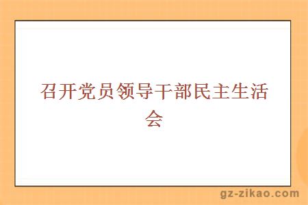 召开党员领导干部民主生活会