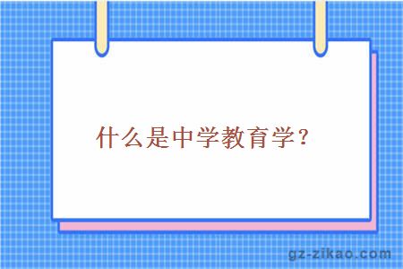 什么是中学教育学？