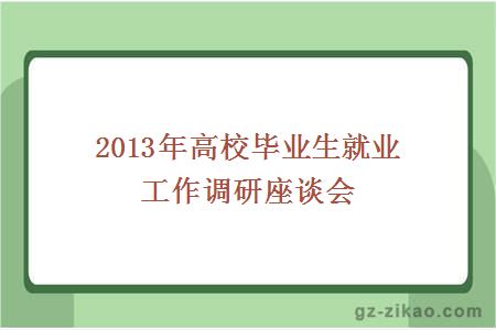 2013年高校毕业生就业工作调研座谈会