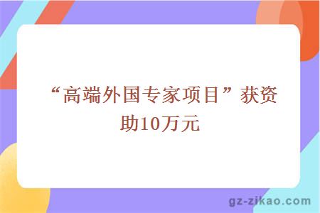 “高端外国专家项目”获资助10万元