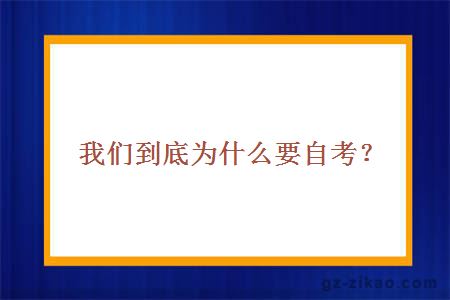 我们到底为什么要自考？