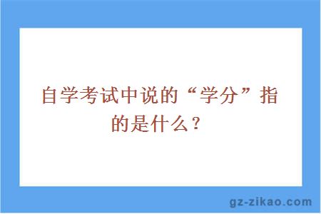 自学考试中说的“学分”指的是什么？