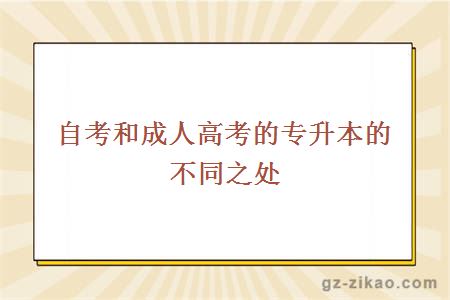 自考和成人高考的专升本的不同之处