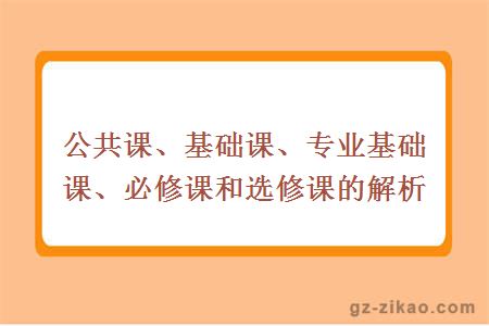 公共课、基础课、专业基础课、必修课和选修课的解析