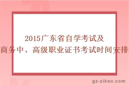 2015广东省自学考试及电子商务中、高级职业证书考试时间安排通知