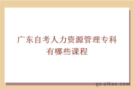 广东自考人力资源管理专科有哪些课程