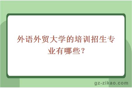 外语外贸大学的培训招生专业有哪些？