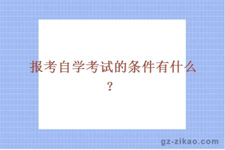 报考自学考试的条件有什么？