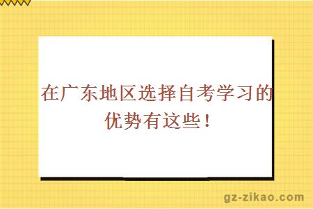 在广东地区选择自考学习的优势有这些！