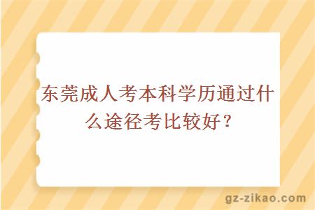 东莞成人考本科学历通过什么途径考比较好？