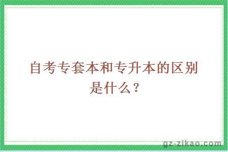 自考专套本和专升本的区别是什么？