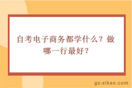 自考电子商务都学什么？做哪一行最好？