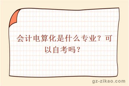 会计电算化是什么专业？可以自考吗？