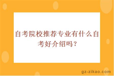 自考院校推荐专业有什么自考好介绍吗？