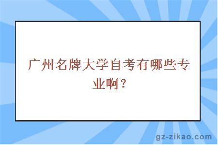 广州名牌大学自考有哪些专业啊？