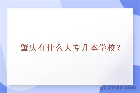 肇庆有什么大专升本学校