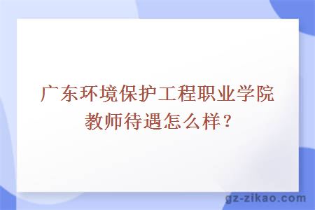 广东环境保护工程职业学院教师待遇怎么样？