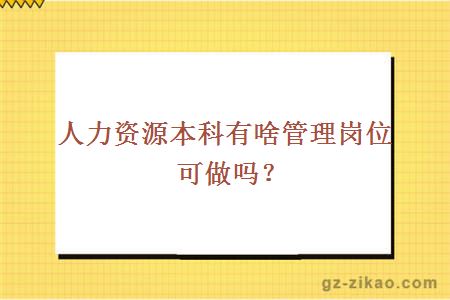 人力资源本科有啥管理岗位可做吗？