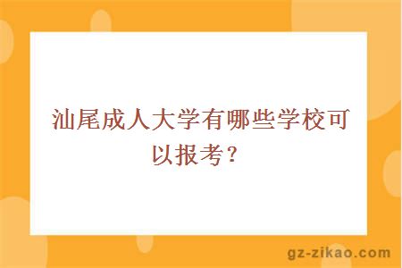 汕尾成人大学有哪些学校可以报考？