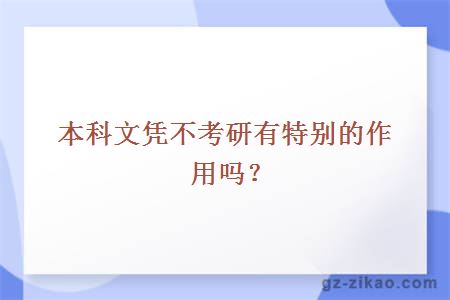 本科文凭不考研有特别的作用吗？