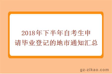 2018年下半年自考生申请毕业登记的地市通知汇总