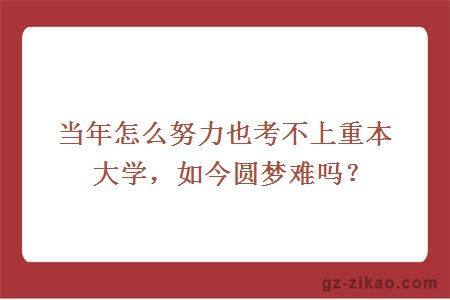 当年怎么努力也考不上重本大学，如今圆梦难吗？