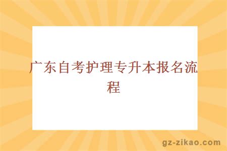 广东自考护理专升本报名流程