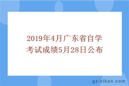 2019年4月广东省自学考试成绩5月28日公布