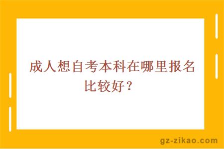 成人想自考本科在哪里报名比较好