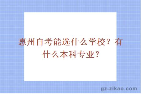 惠州自考能选什么学校？有什么本科专业？