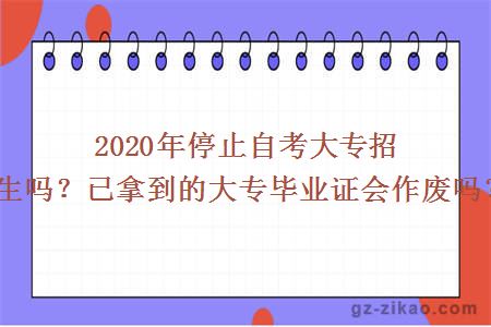 2020年停止自考大专招生吗