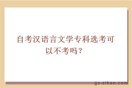 自考汉语言文学专科选考可以不考吗？