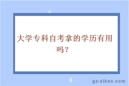 大学专科自考拿的学历有用吗？