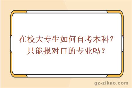 在校大专生如何自考本科？只能报对口的专业吗？