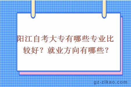 阳江自考大专有哪些专业比较好？就业方向有哪些？