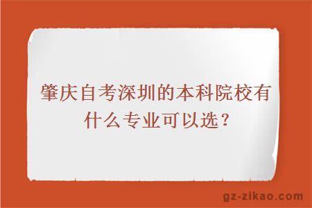 肇庆自考深圳的本科院校有什么专业可以选？