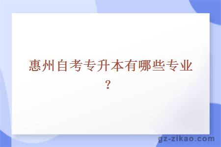 惠州自考专升本有哪些专业？